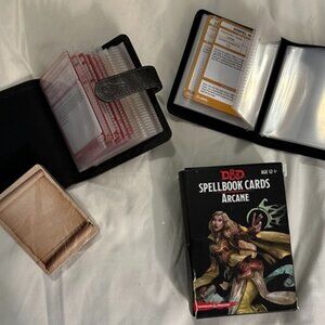 MAGIC USER MUST-HAVE! D&D Arcane Spell Cards + 2 Vinyl Spell books - Near New
